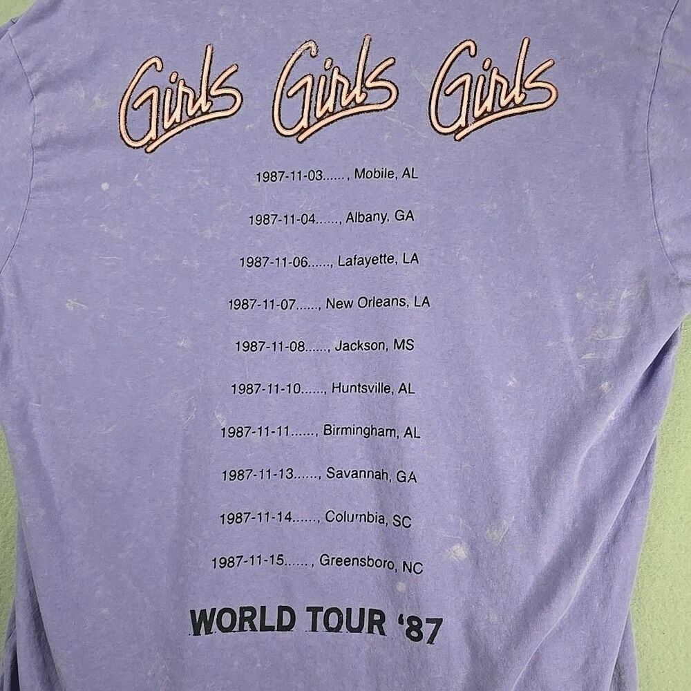 Motley Crue T-Shirt Men’s XL Sz Purple Girls Girls Girls 1987 Tour Graphic Tee - Picture 6 of 12
